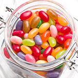 Candy jar filled with jelly beans